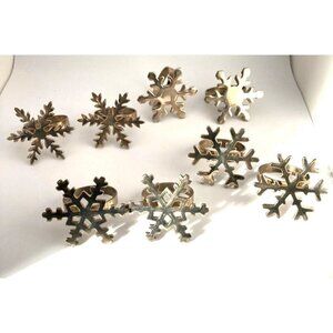Vintage Silver Plated Copper Snowflake Napkin Rings